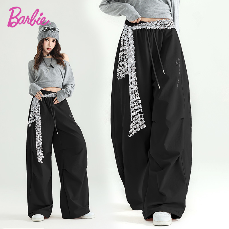 芭比街舞潮牌"大香蕉"嘻哈早秋速干裤子长裤辣妹美式伞兵运动裤