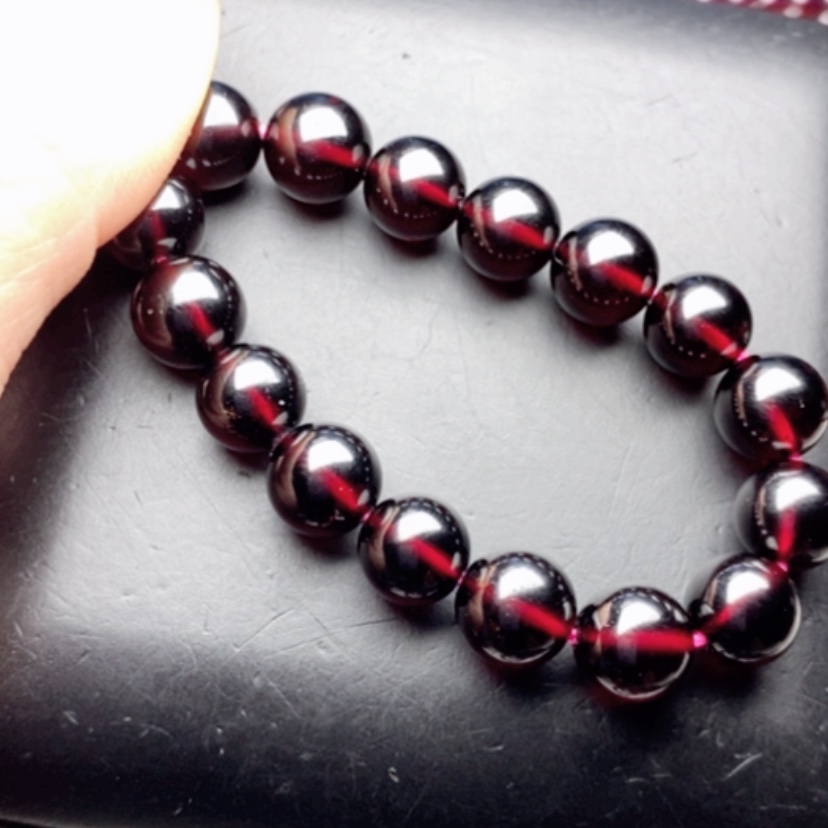 【闪购商品】石榴石手链未镶嵌海***鱼9酒红色毕业级10a
