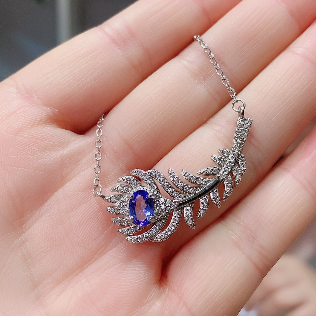 坦桑石颈饰银S925镶嵌