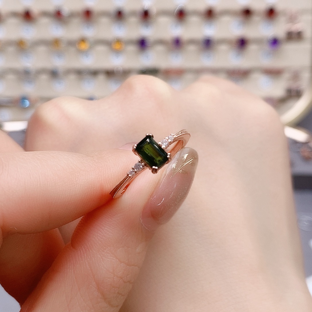 碧玺戒指银S925镶嵌戒指