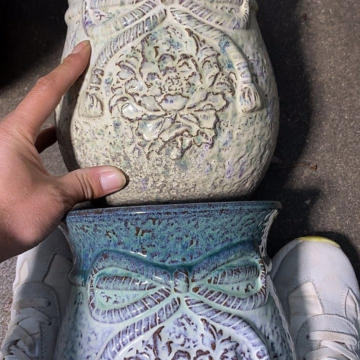 紫砂花盆高20口18一对