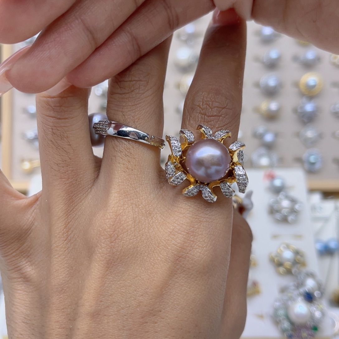 陳****戒指淡水珍珠合金