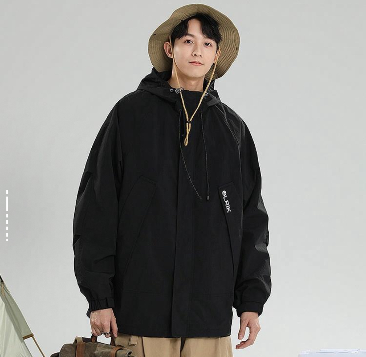 OL山系户外LOGO刺绣工装连帽夹克 男女同款07035