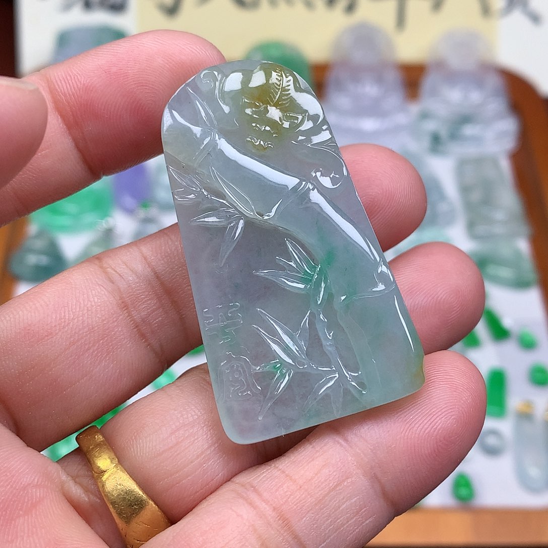 翡翠裸石缅甸天然A货翡翠冰种节节高升