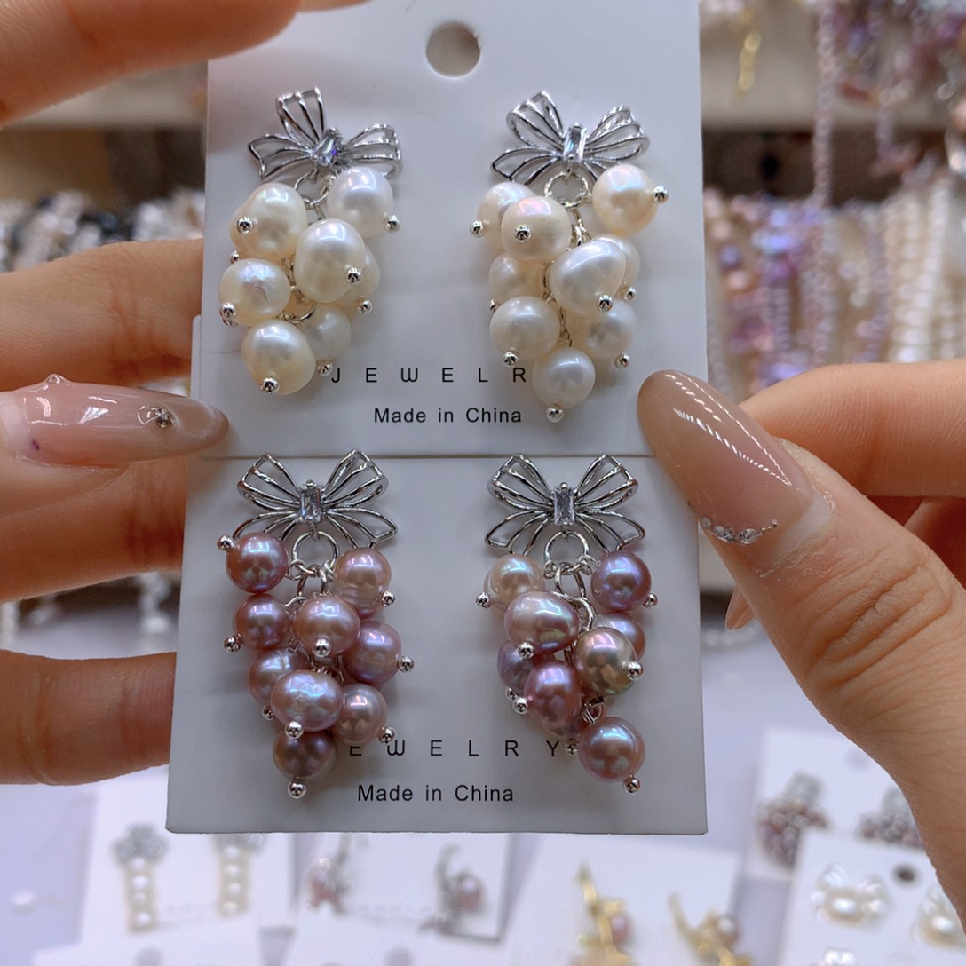 淡水珍珠耳饰银S925镶嵌