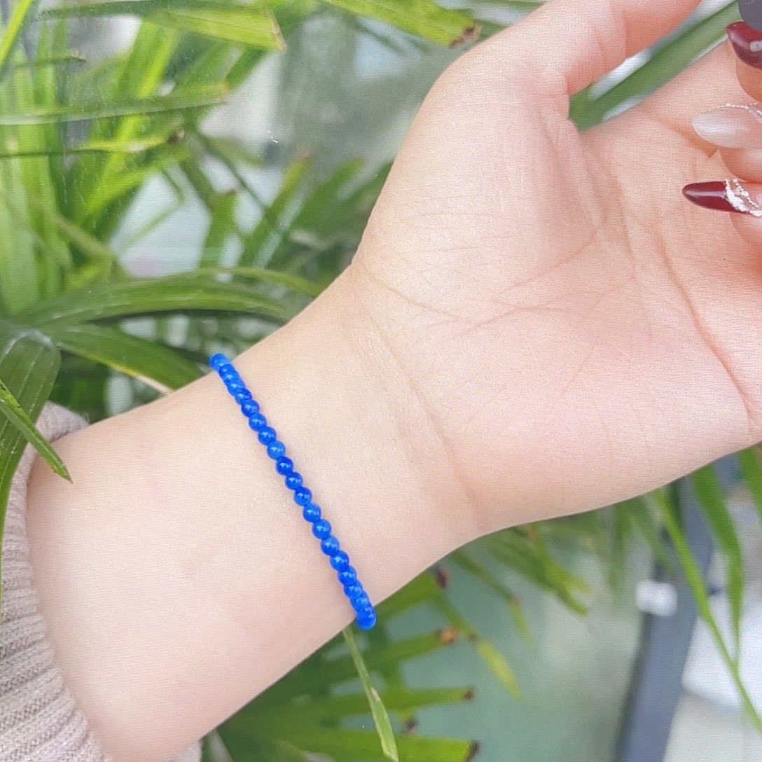 青金石手链3+mm艳蓝出证书未镶嵌