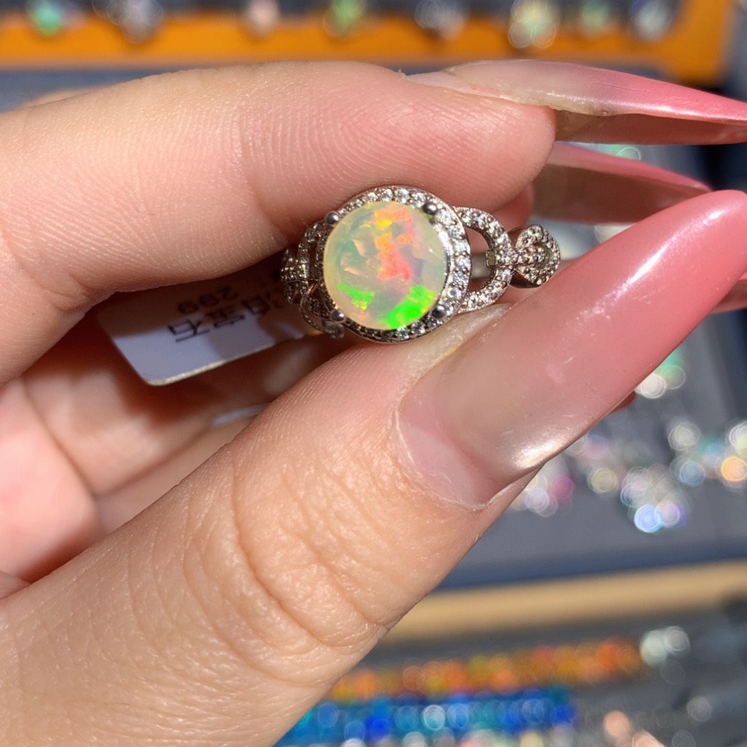 银S925镶嵌欧泊欧泊福利戒指l