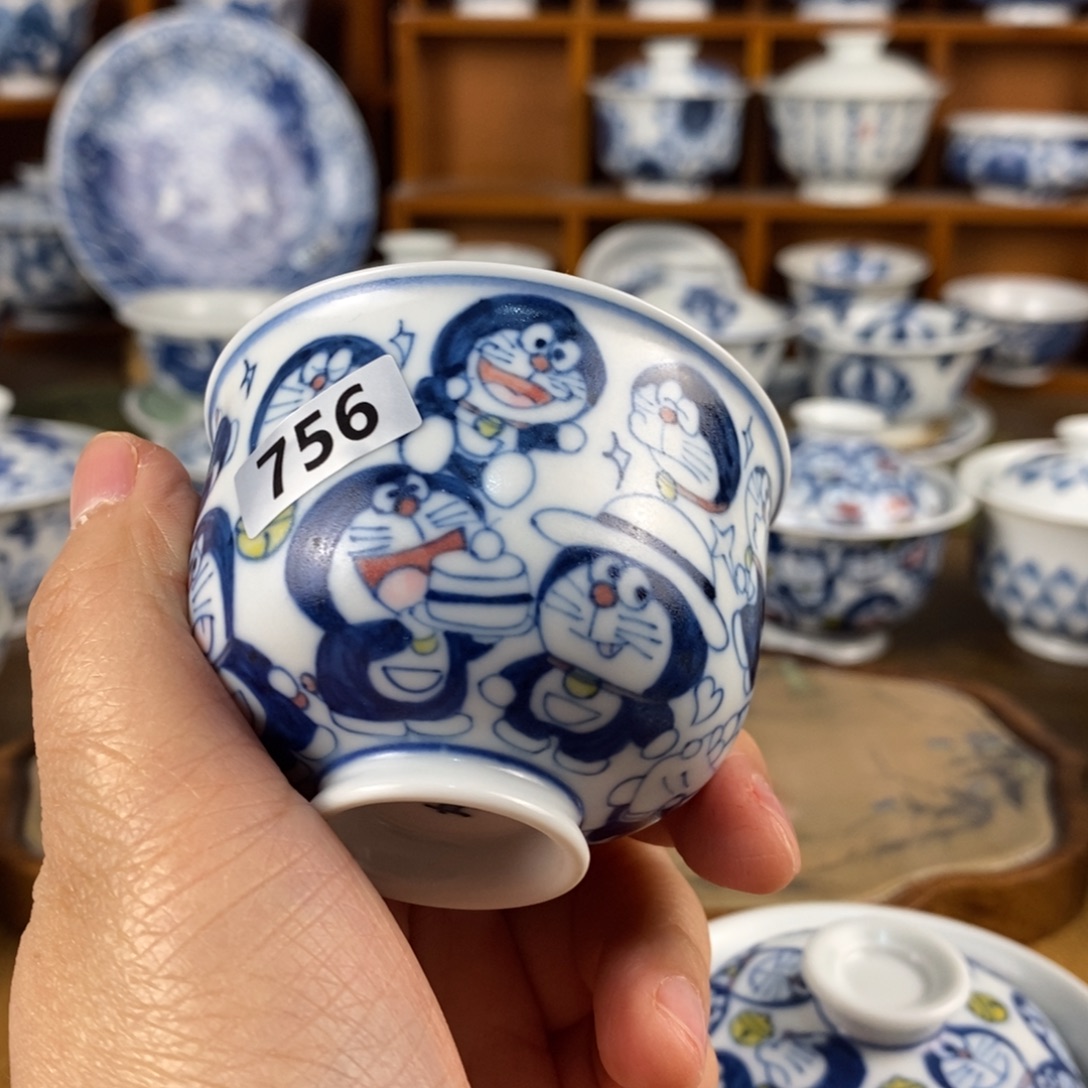 爱***六瓷片景德镇陶瓷手绘茶器756