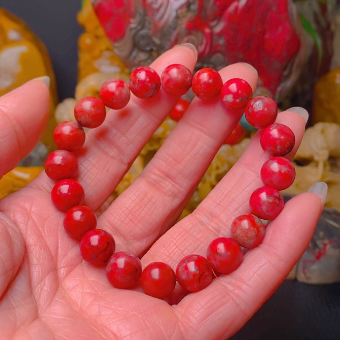 鸡血石驕*鸡血石圆珠