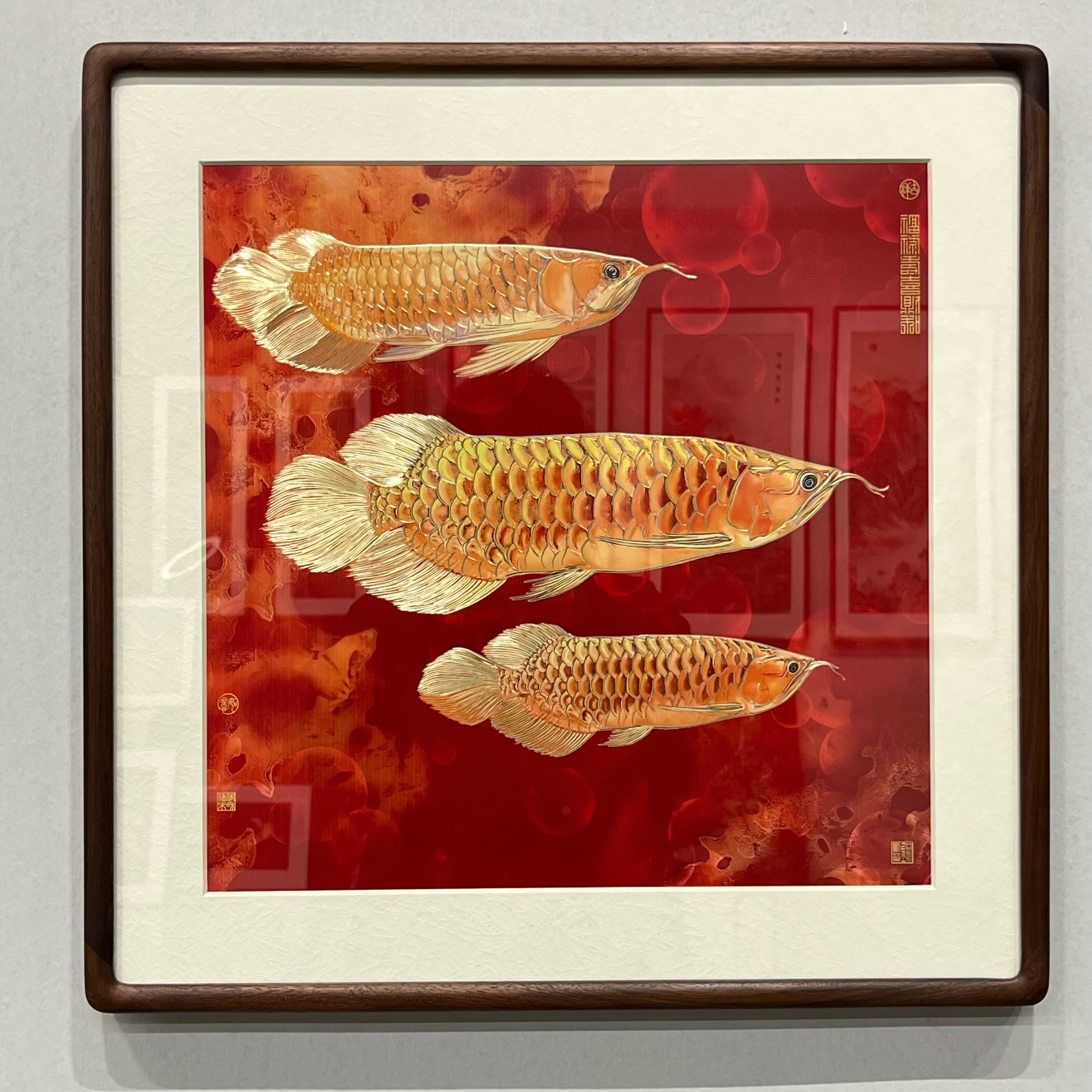 刘华铜手工錾刻《金龙鱼》铜雕画玄关铜装饰画艺术挂画