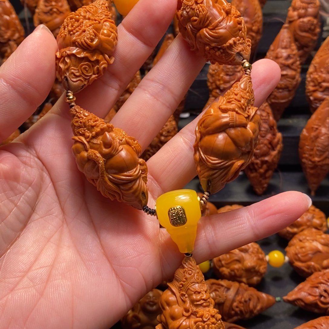 纸***机手串/手链橄榄核五色财神