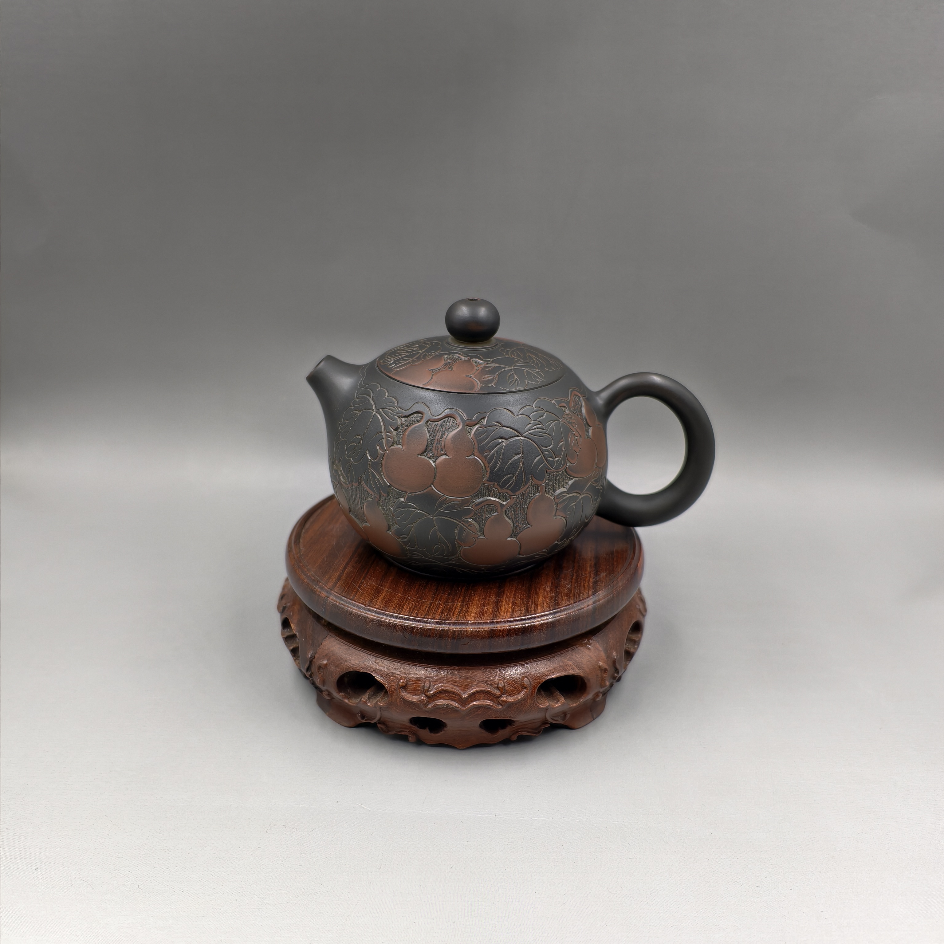 坭兴陶手工精品泡茶壶 西施壶 手工雕刻葫芦 容量220cc