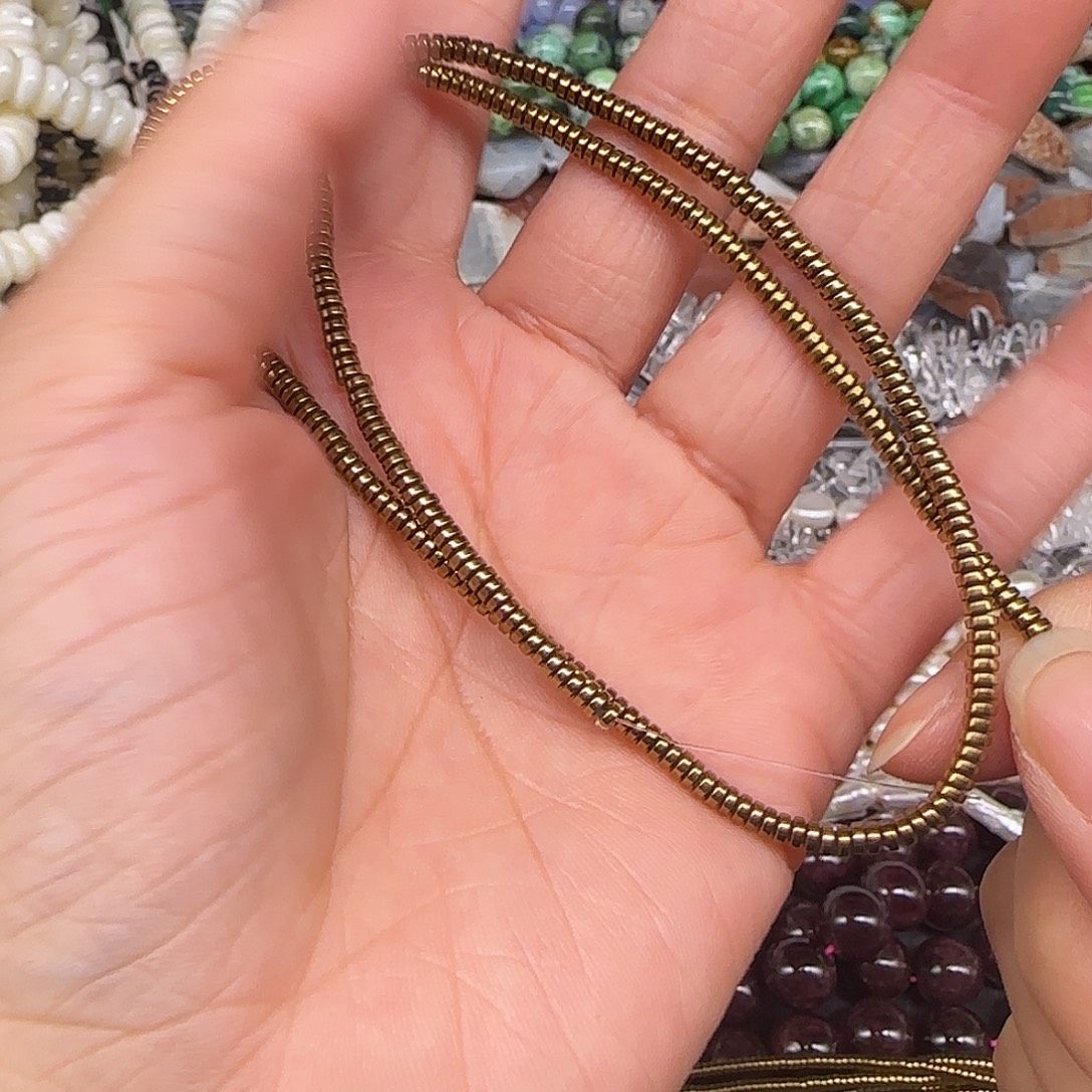 玛瑙/玉髓合金珠宝半成品黑胆石2mm一条