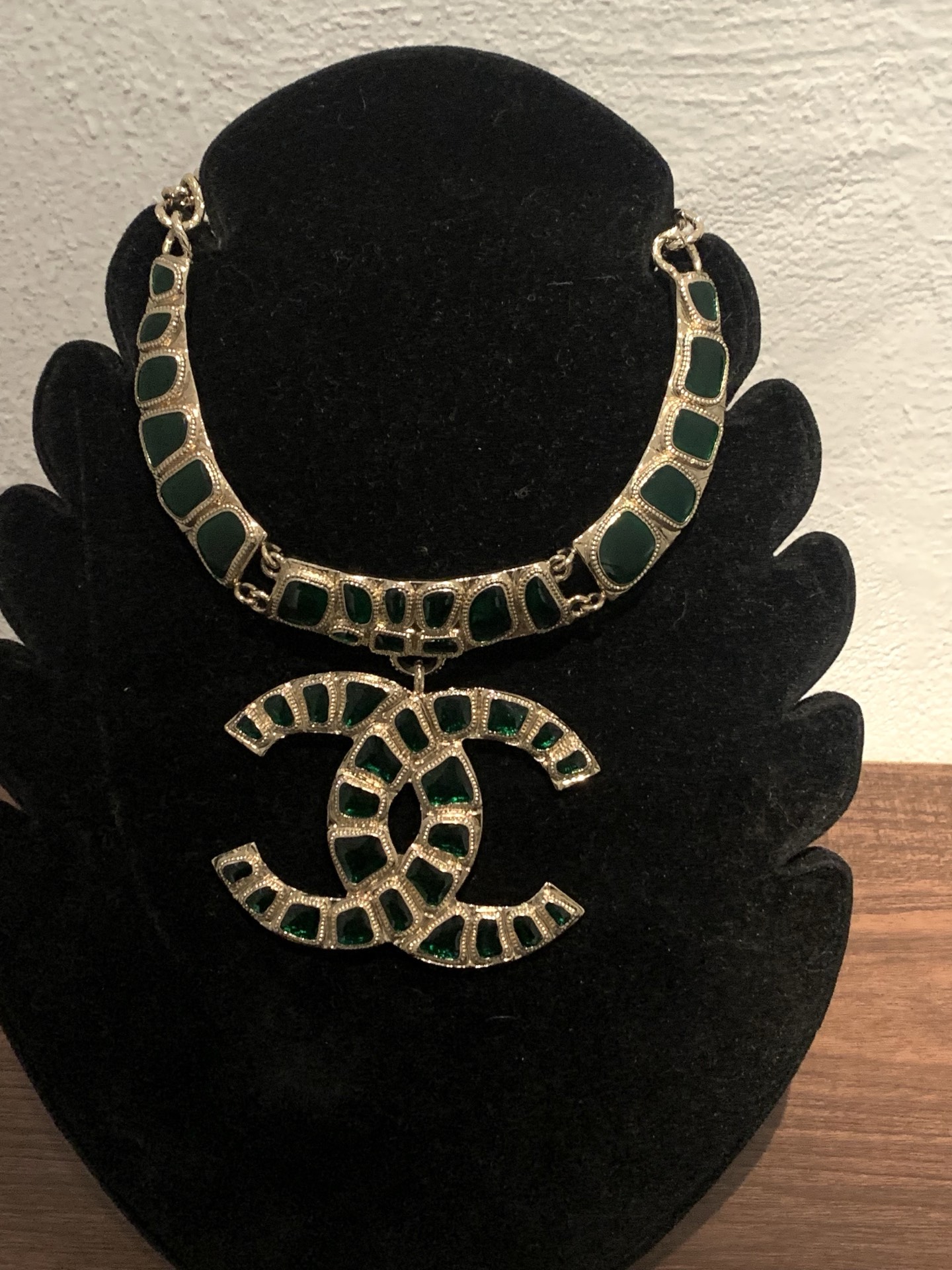 99新 Chanel/香奈儿 HIHI/Chanel 19A绿琉璃双C项链12038971