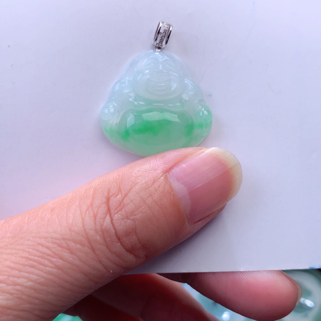 翡翠吊坠(不含链)18K金镶嵌