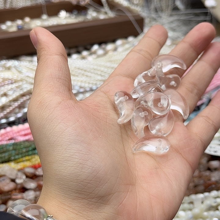 玛瑙/玉髓未镶嵌珠宝半成品2个白水晶吊坠