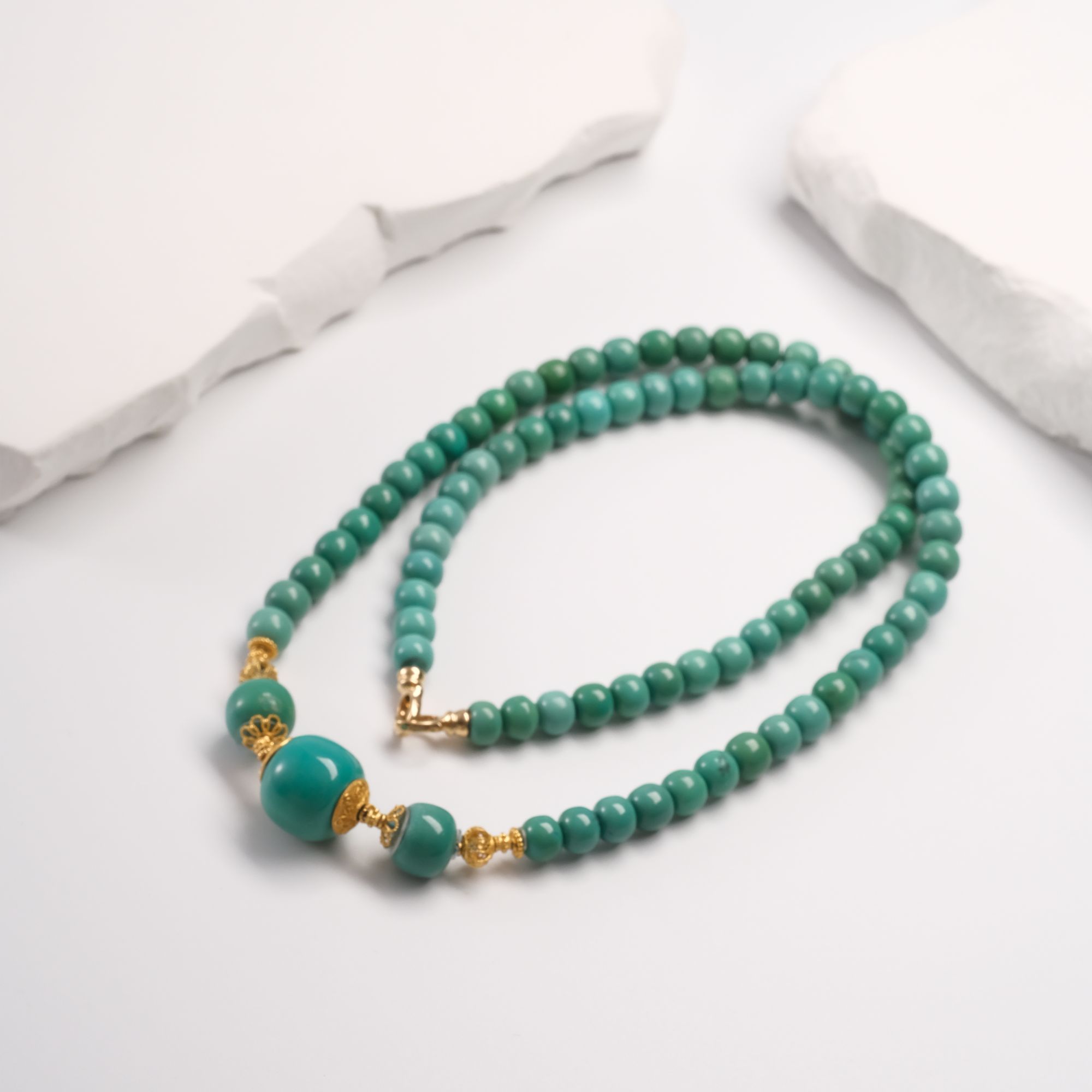 一周 · 绿松石 天然高瓷绿松石老型项链18K金