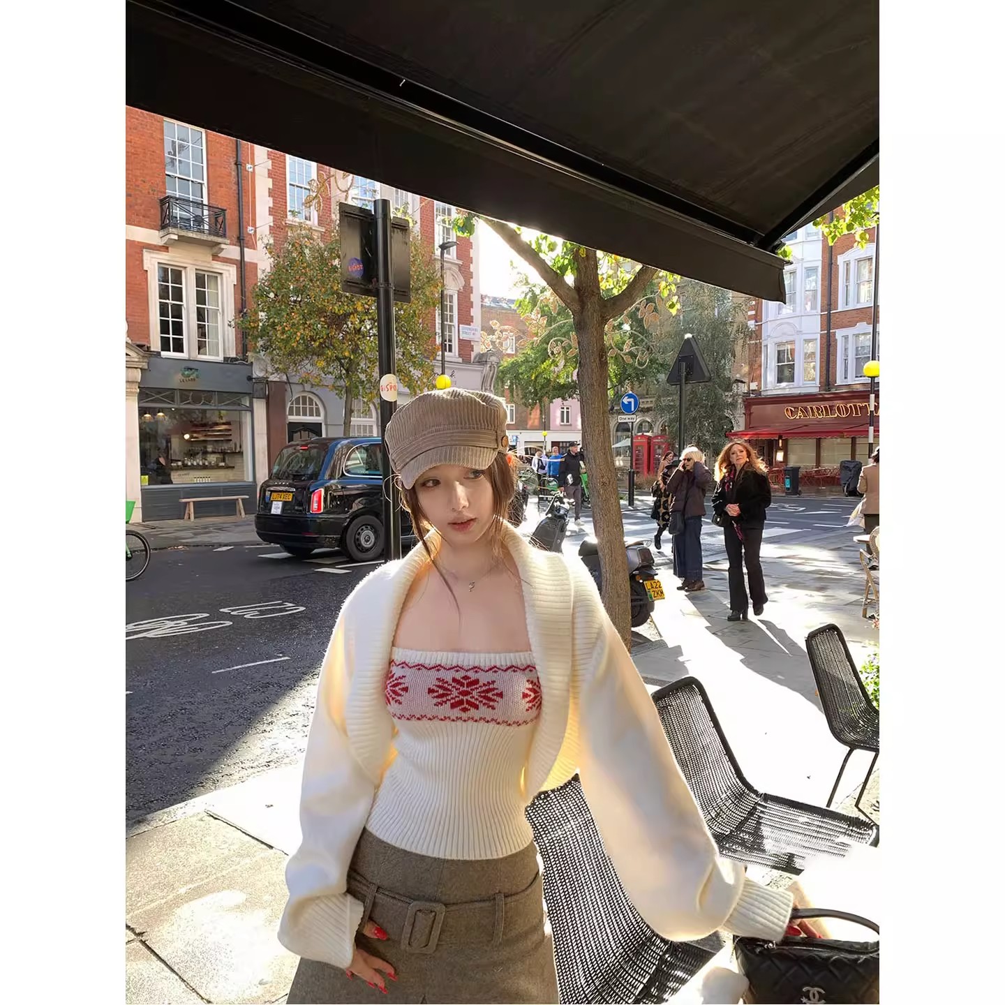 针织女少女风高级感宽松型毛针织衫宽松小众女装百搭两件套高级感