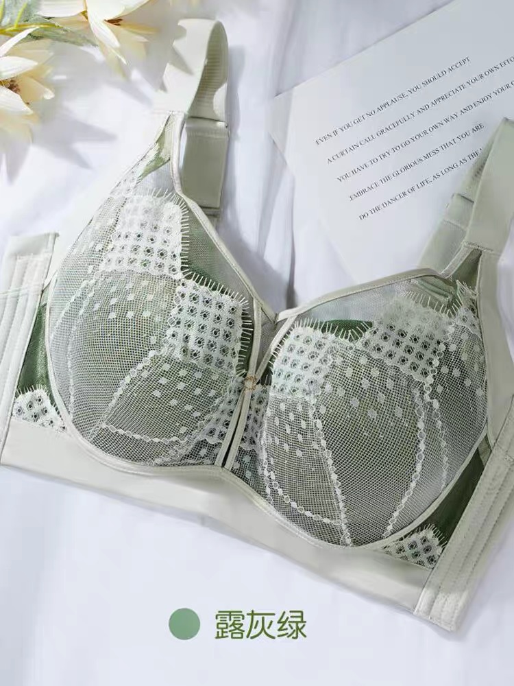 康*美软钢圈CD薄杯聚拢加高网纱大胸显小内衣 8577