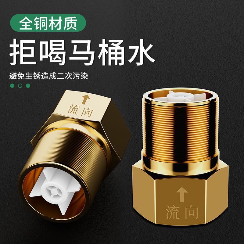 单向止回阀洗手间马桶水管防反水逆止阀全铜加厚防回流止逆阀用具