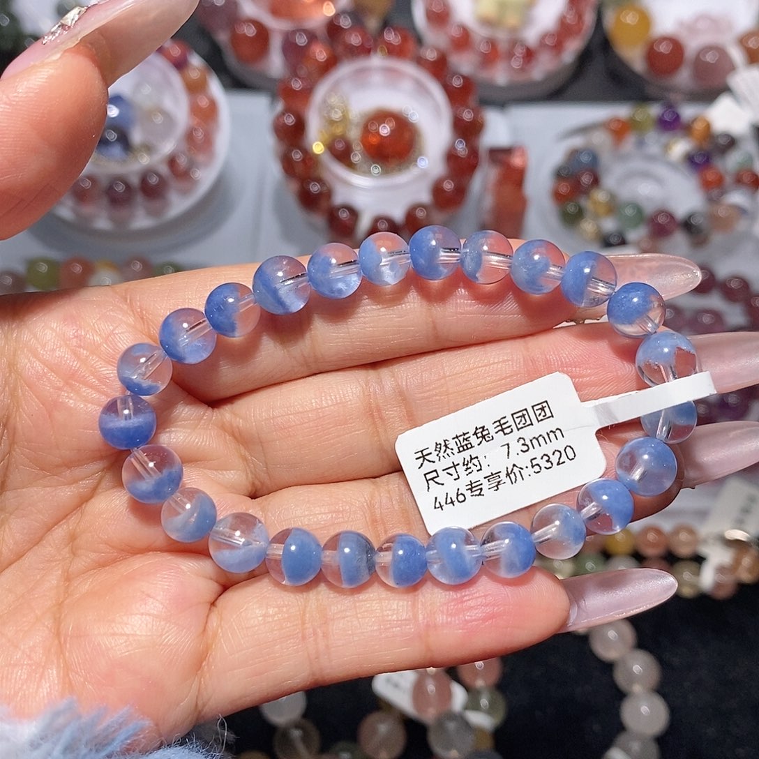 水晶手链未镶嵌蓝兔毛团团