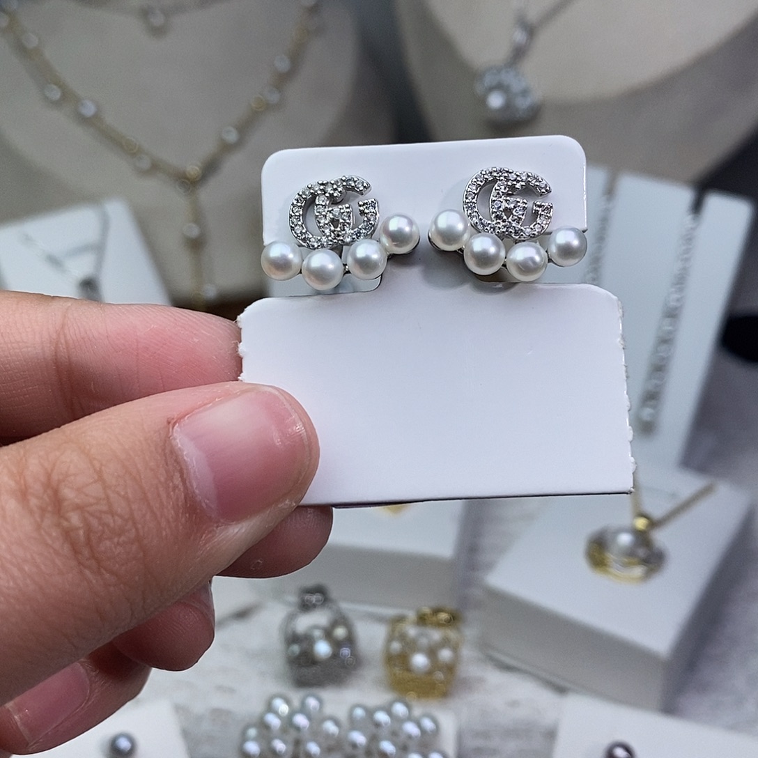 耳饰淡水珍珠银S925镶嵌