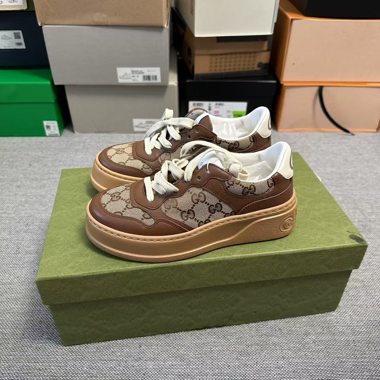 未使用 GUCCI/古驰 35.5码 饼干鞋 米棕 原盒配件齐全