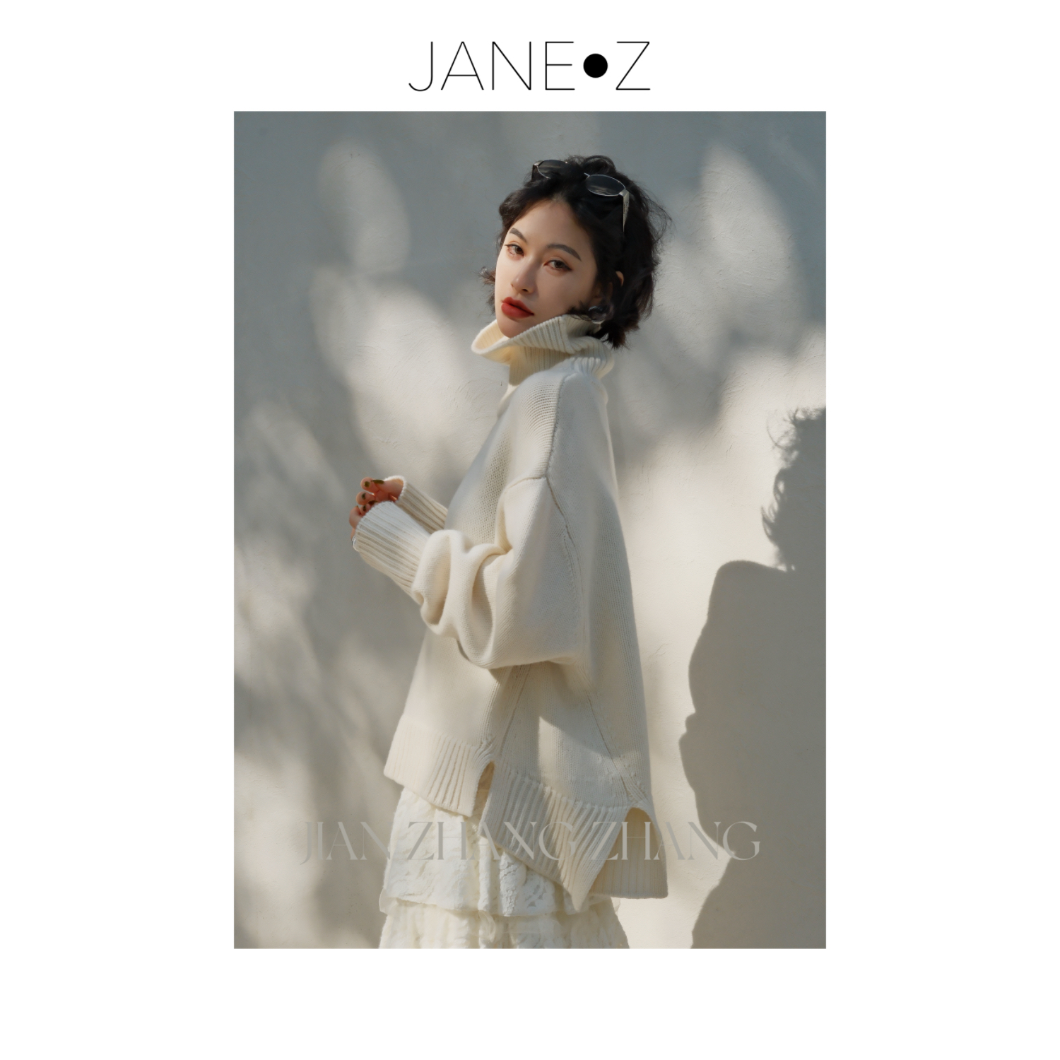 【丹麦暖冬】100%绵羊毛高领前短后长开叉慵懒氛围感套头毛衣JZF290