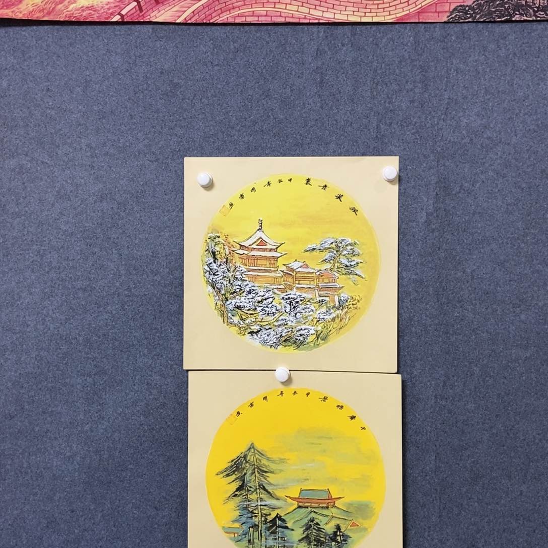 国画两幅卡纸雪景50✖️50