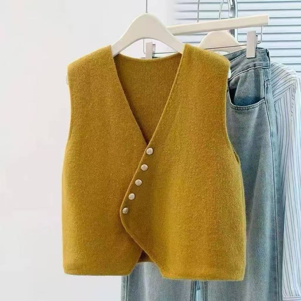 【780】2025秋季新款高级感气质V领针织衫马甲韩版时尚洋气上衣女