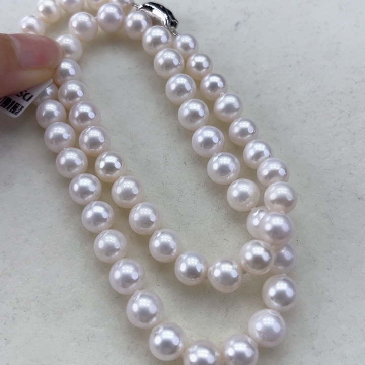 淡水珍珠颈饰银S925镶嵌8➕极光冷白高品