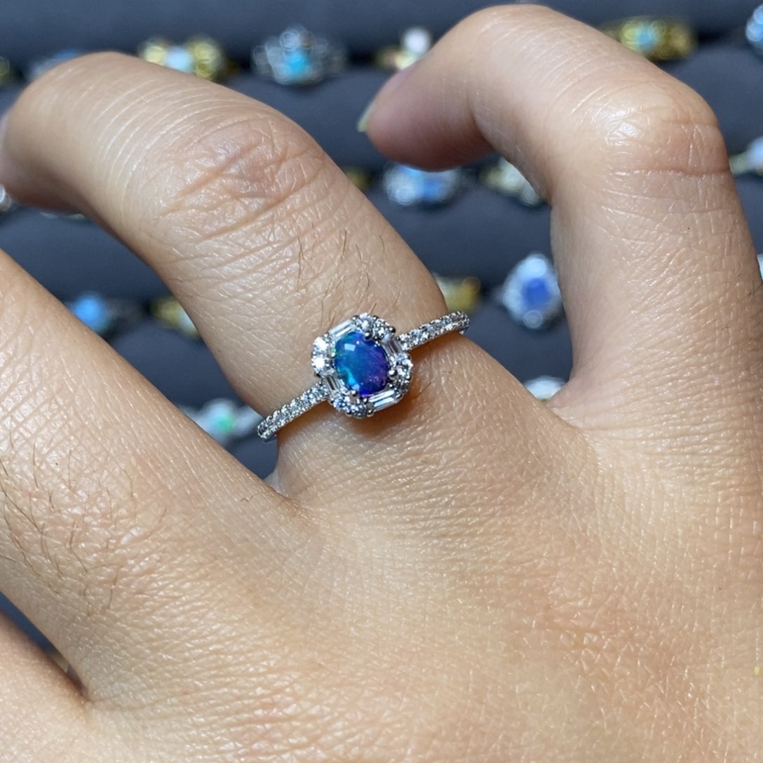 欧泊珠宝奇石银S925镶嵌戒指