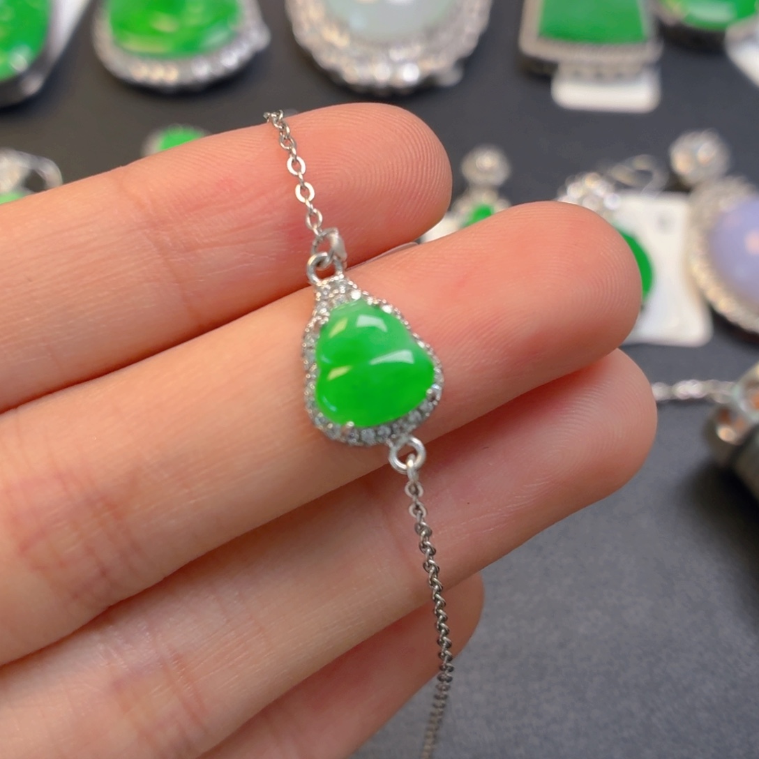 翡翠银S925镶嵌颈饰手链