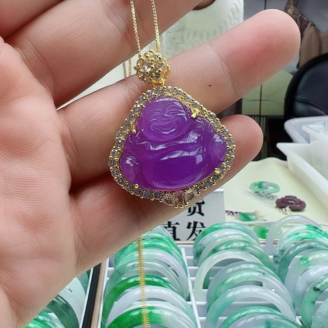 翡翠吊坠(赠链)14K金镶嵌