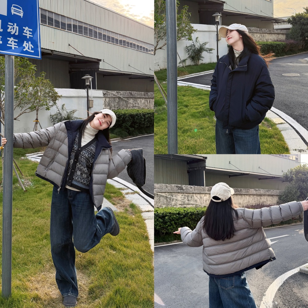 今婷【双面穿羽绒】时尚小众设计感保暖立领撞色羽绒服-M25412313