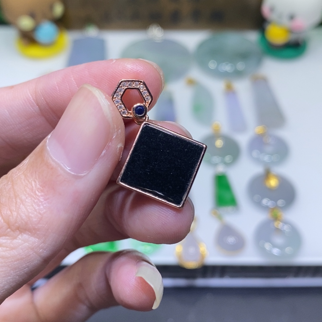 翡翠银S925镶嵌吊坠(不含链)