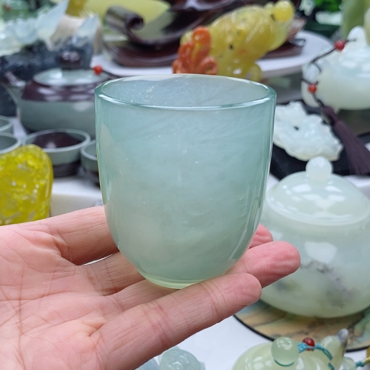 岫玉四大名玉茶杯80毫升未镶嵌