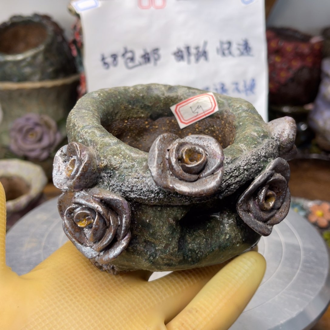 红陶粗砂陶瓷花盆