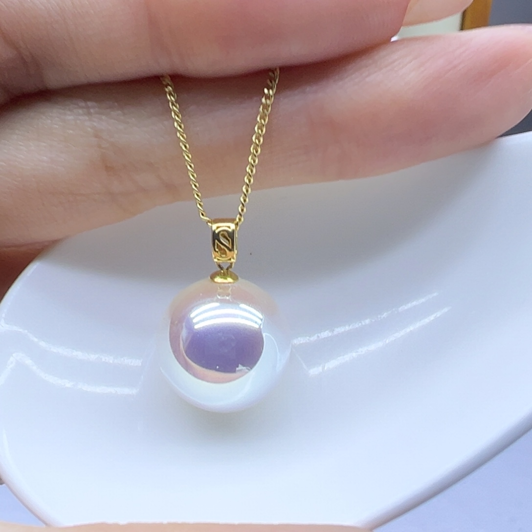 淡水珍珠吊坠(赠链)18K金镶嵌