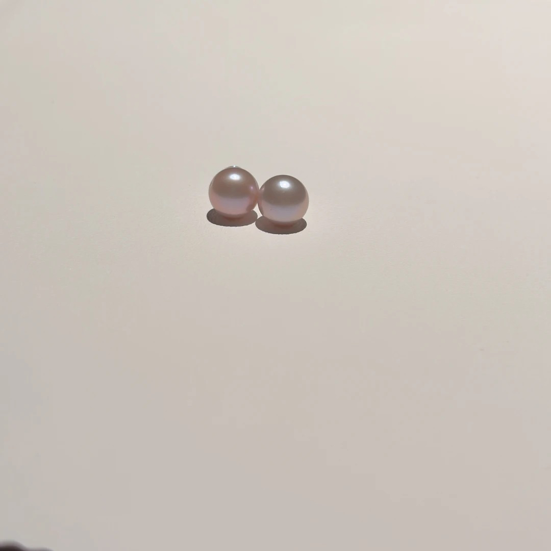 天然淡水珍珠耳钉9-10mm