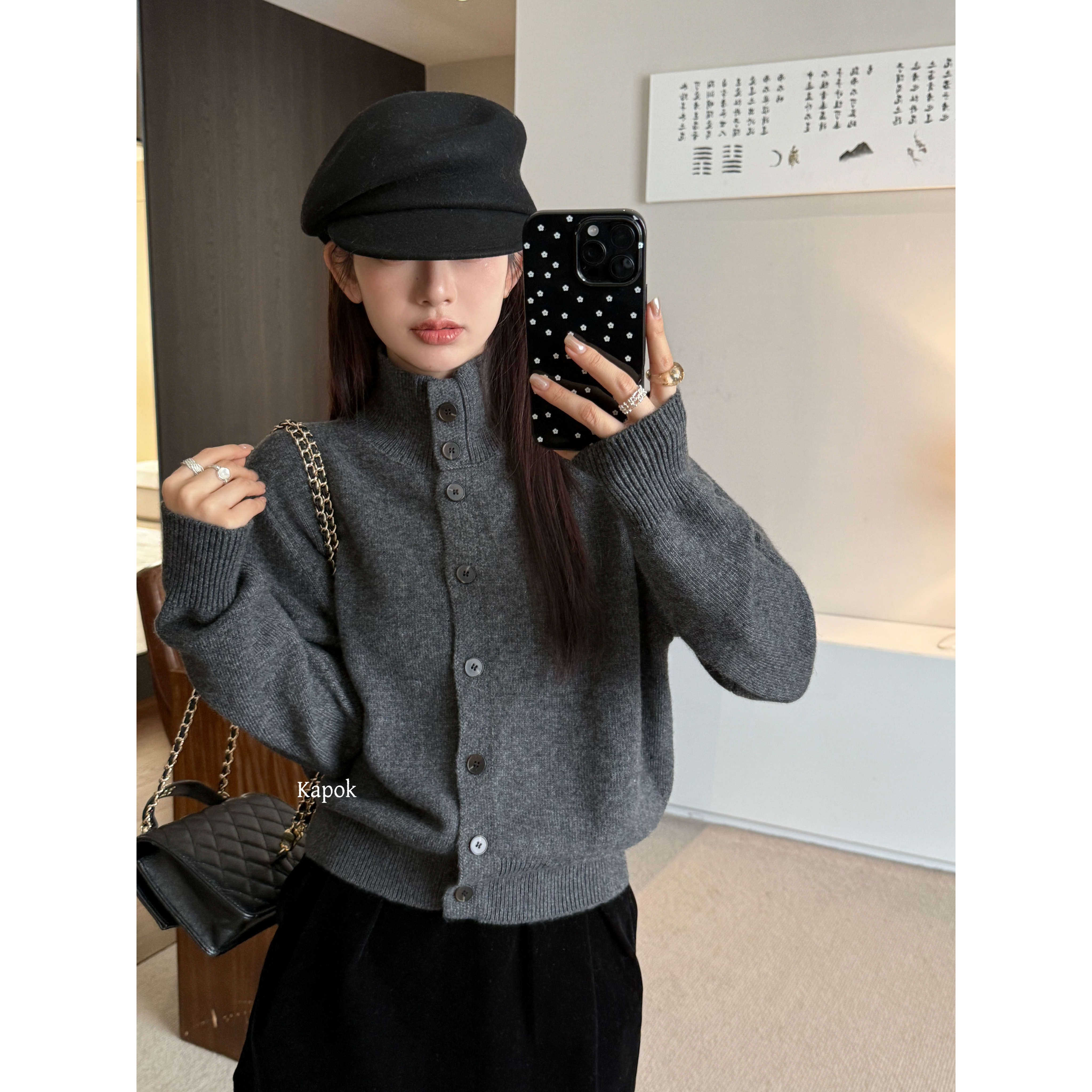 F864#被这件韩系单排扣高领开衫“慵懒毛衣”拿捏了（3.9绵羊毛