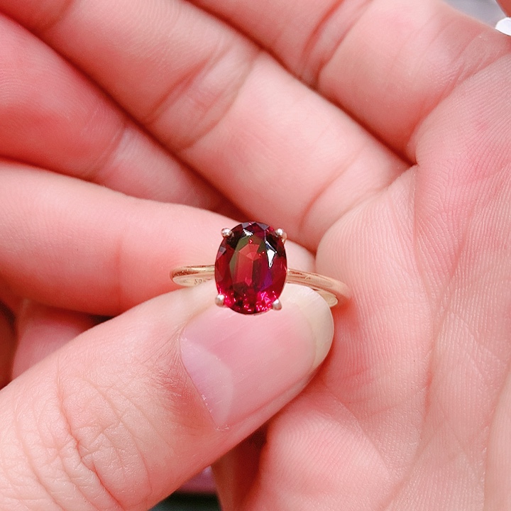 石榴石戒指银S925镶嵌7✖️9