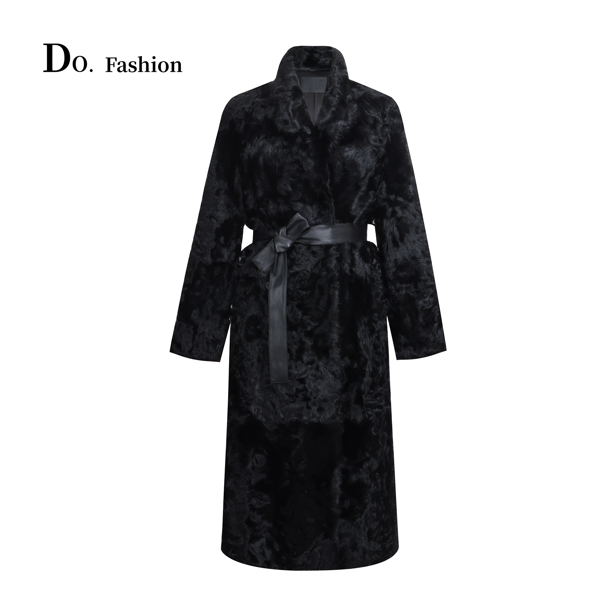 【Do.Fashion欧阳】“甄选皮草”小湖羊皮毛一体长款皮草大衣