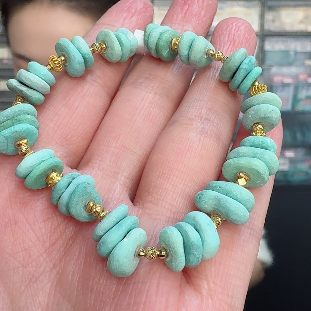 绿松石珠宝奇石18K金镶嵌