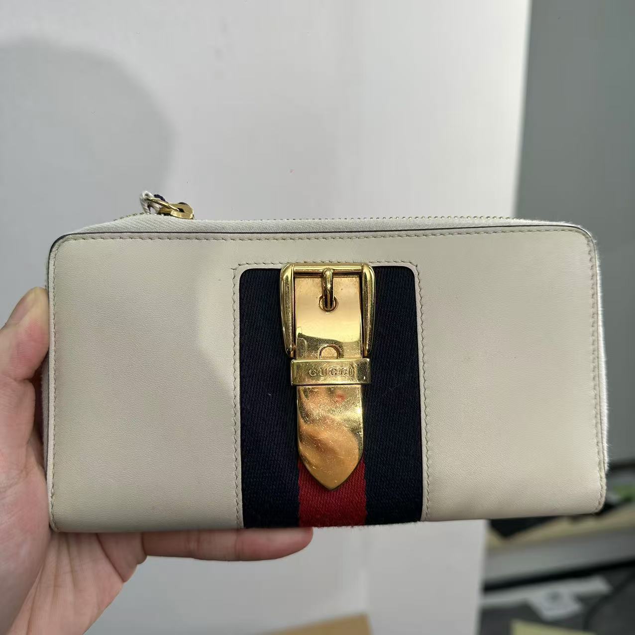 95新 GUCCI/古驰 白色钱包手拿包/56729