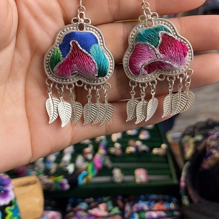 玻璃足银耳环耳钉