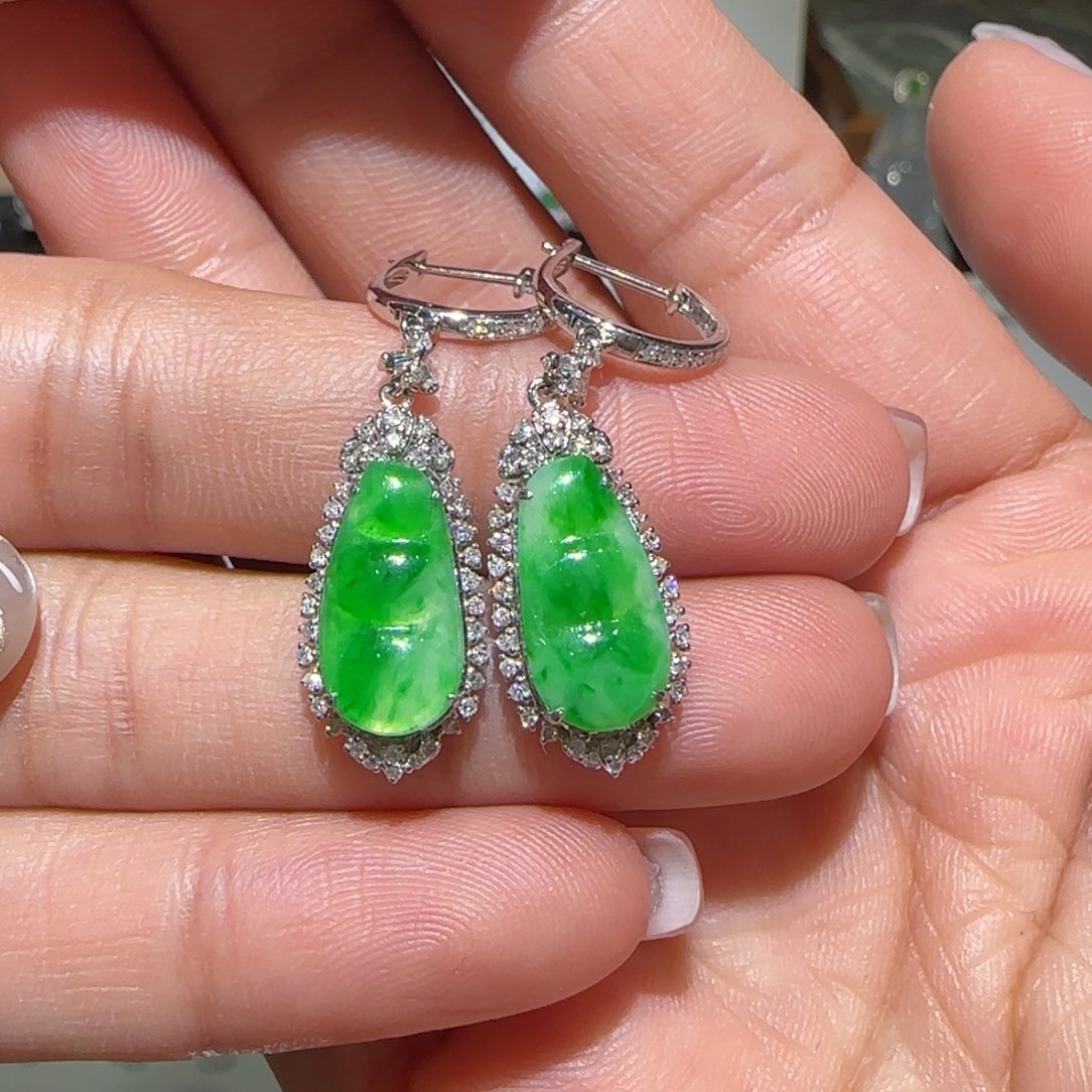 【闪购商品】翡翠耳饰18K金镶嵌缅甸