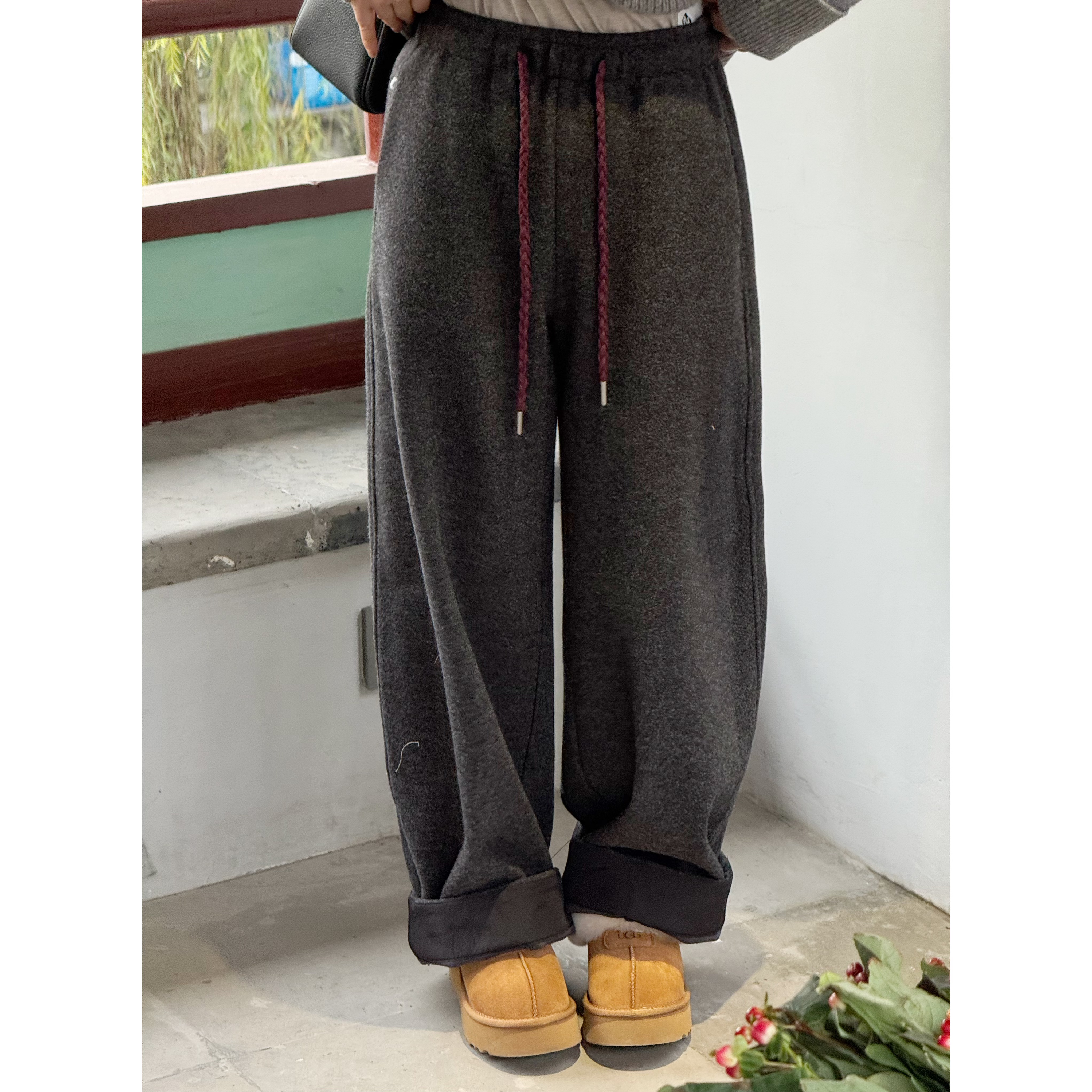 zhukele 编绳腰带休闲裤