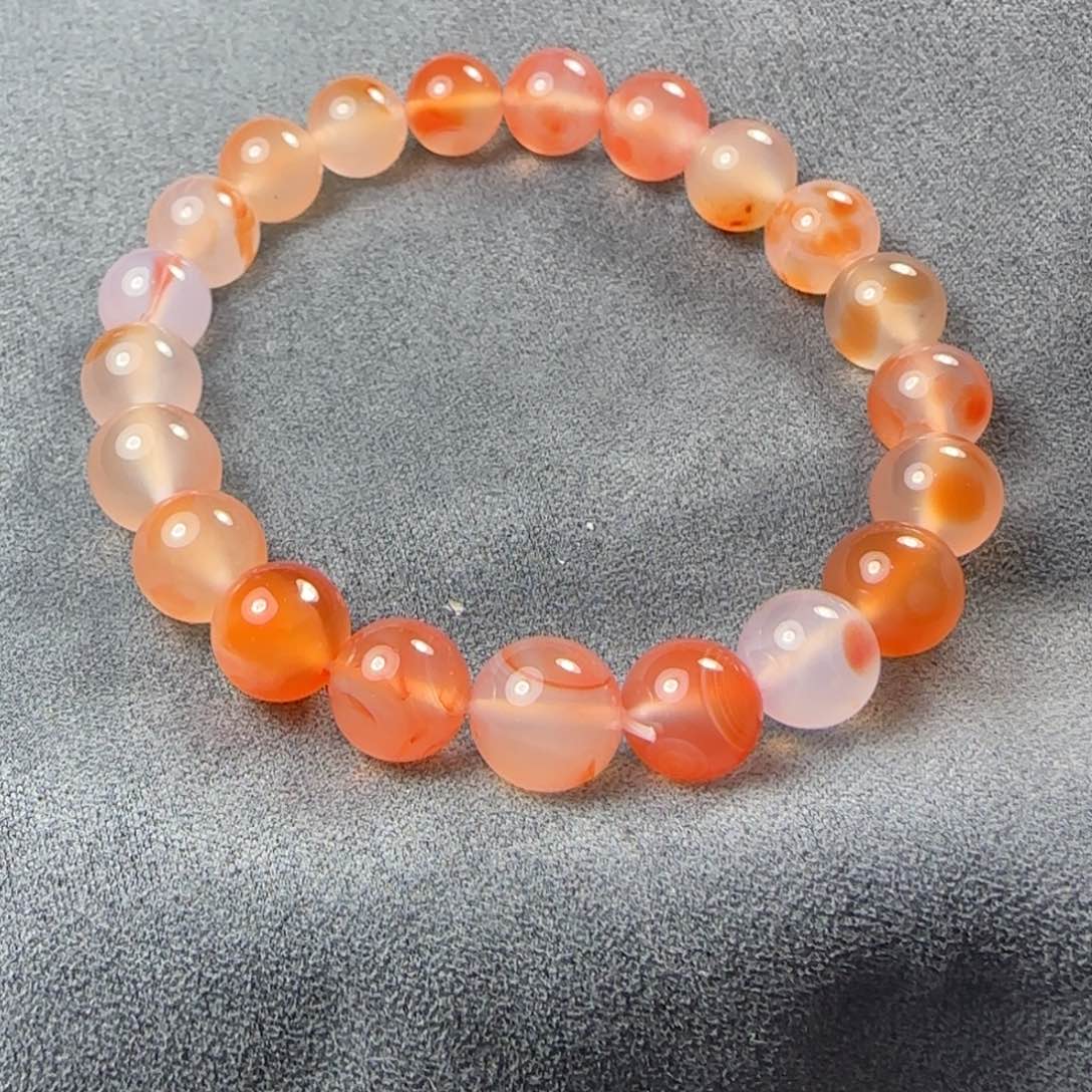 南红玛瑙未镶嵌9mm冰飘单圈