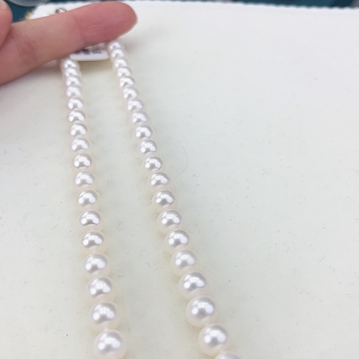 淡水珍珠颈饰银S925镶嵌卡8冷白高品